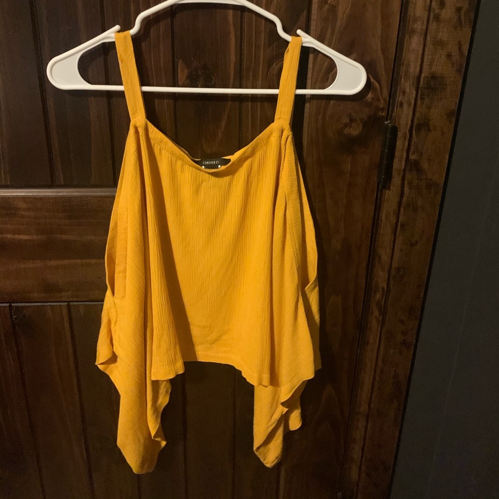 Mustard cold shoulder top